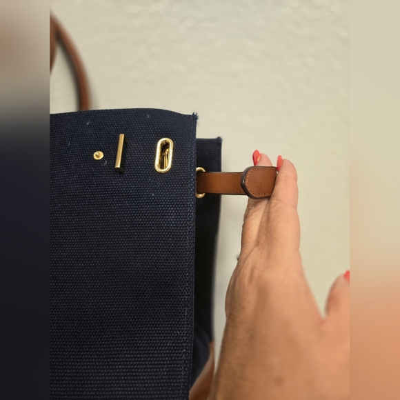 Ralph Lauren Devin Tote – Navy Canvas with Leather Trim - Picture 2 of 14